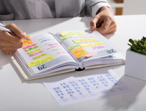 close up,of,a,businesswoman,making,agenda,on,personal,organizer,at